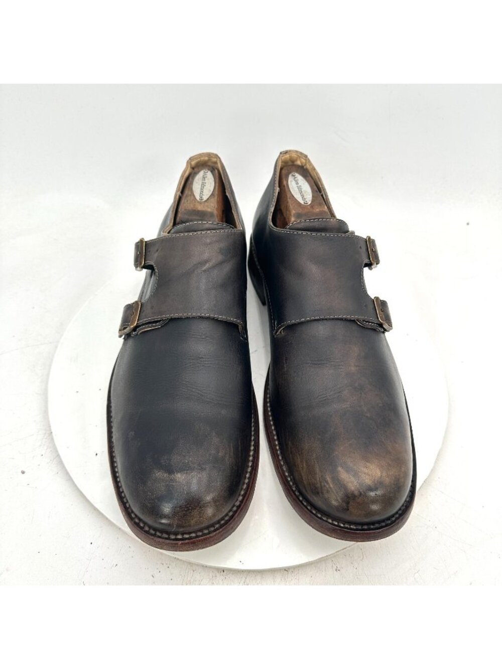 Bed Stu Men Size 11 Brown Distressed Leather Double Monk Buckle Shoes